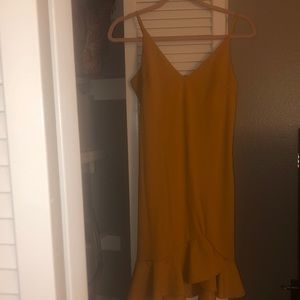 Yellow Bodycon Dress with Ruffle